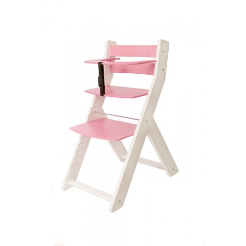 Dětská rostoucí židle UNIZE Wood Partner bílá růžová
