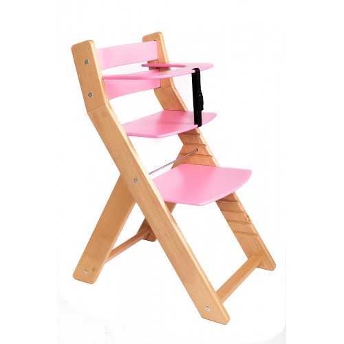 Dětská rostoucí židle UNIZE Wood Partner natur růžová