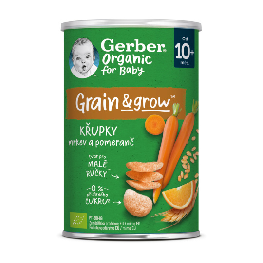 GERBER Organic křupky s mrkví a pomerančem 35 g, 10m+