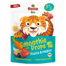 HOLLE Bio Bonbónky ovocno zeleninové Smoothies drops s kokosovým mlékem 15g (3r+)