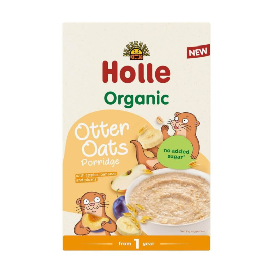 HOLLE Bio-Organic Kaše s ovesnými vločkami, Otter Oats, jablko, banán, švestky 200g (1r+)