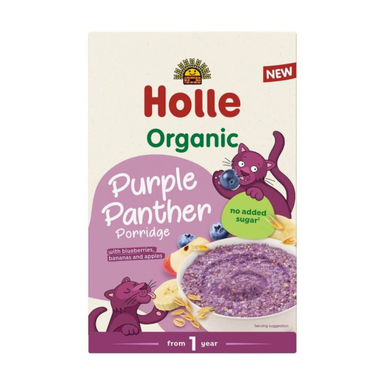 HOLLE Bio-Organic Kaše s ovesnými vločkami, Purple Panther, borůvka, banán, jablko 200g (1r+)