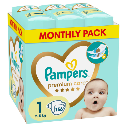 PAMPERS Pleny jednorázové Premium Care vel. 1, 156 ks, 2kg-5kg