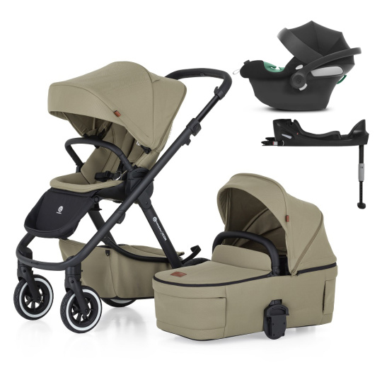 PETITE&MARS Kočárek kombinovaný ICON 2v1 Mossy Green LITE AIR + CYBEX Aton B2 i-Size + základna