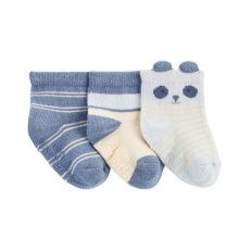 CARTER'S Ponožky Blue Panda Stripe kluk LBB 3 ks 12-24m
