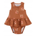 CARTER'S Body bez rukávů s volánem Brown Flowers holka 9m