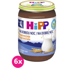 6x HiPP BIO Kaše mléčná Na dobrou noc krupicová 190 g