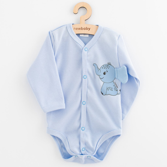 Kojenecké celorozepínací body s dlouhým rukávem New Baby Happy Elephant blue