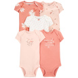 CARTER'S Body krátký rukáv Pink Floral holka 5ks 3m/vel. 62