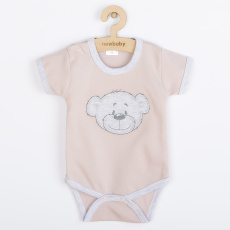 Kojenecké bavlněné body s krátkým rukávem New Baby BrumBrum old pink grey