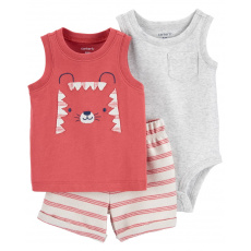 CARTER'S Set 3dílný body bez rukávů, tílko, kraťasy Red Tiger kluk 3m