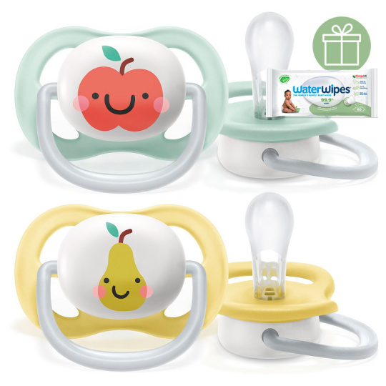 Philips AVENT Šidítko Ultra air neutral (jablko) 0-6m, 2 ks+WW Soapberry 60ks