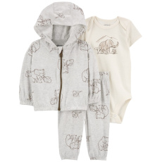 CARTER'S Set 3dílný mikina, tepláky, body kr. rukáv Gray Elephant neutral MFL 3m/vel. 62