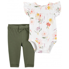 CARTER'S Set 2dílný body kr. rukáv, legíny Ivory Floral holka 6m