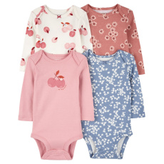 CARTER'S Body dlouhý rukáv Pink/Blue Floral holka 4ks 18m/vel. 86