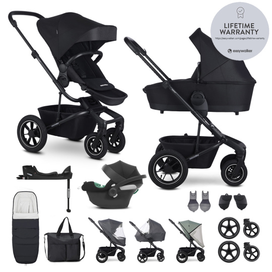 EASYWALKER Kočárek kombinovaný Harvey⁵ Midnight Black XXL AIR + CYBEX Aton B2 i-Size + základna