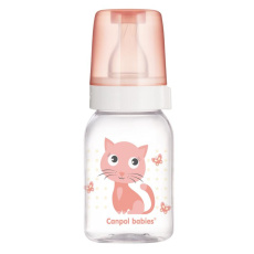 CANPOL BABIES Lahev s potiskem CUTE ANIMALS 120ml - růžová