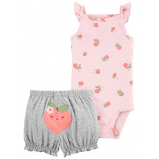 CARTER'S Set 2dílný body na ramínka, kraťasy Pink Peach holka 24m