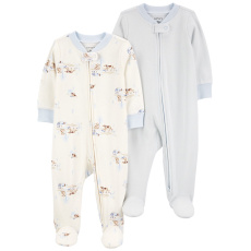 CARTER'S Overal na zip Sleep&Play Blue Dog/Stripe kluk 2ks 6m/vel. 68