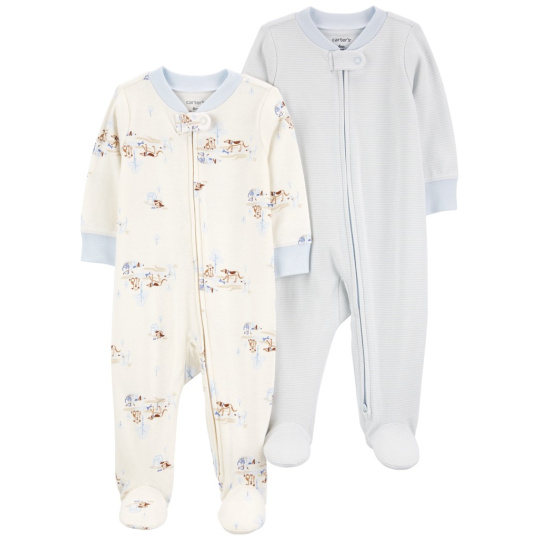 CARTER'S Overal na zip Sleep&Play Blue Dog/Stripe kluk 2ks 6m/vel. 68