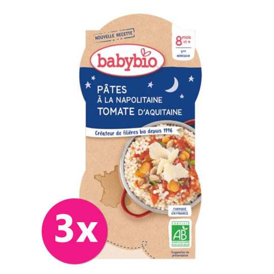 3x BABYBIO Večerní menu Neapolské těstoviny 2x 200 g