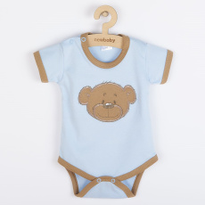 Kojenecké bavlněné body s krátkým rukávem New Baby BrumBrum blue brown