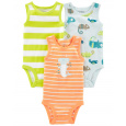 CARTER'S Body bez rukávů Stripes Animals kluk 3ks NB/vel. 56