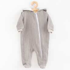 Kojenecký mušelínový overal s kapucí New Baby Comfort clothes šedá