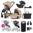 PETITE&MARS Kočárek kombinovaný ICON 2v1 Mocha Beige XXL AIR + CYBEX Aton B2 i-Size + základna