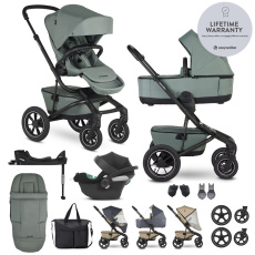 EASYWALKER Kočárek kombinovaný Jimmey Thyme Green XXL AIR + RWS + CYBEX Aton B2 i-Size + základna