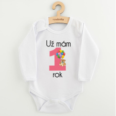 Body s potiskem New Baby Už mám 1 rok růžové