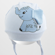 Bavlněná kojenecká čepička New Baby Happy Elephant blue