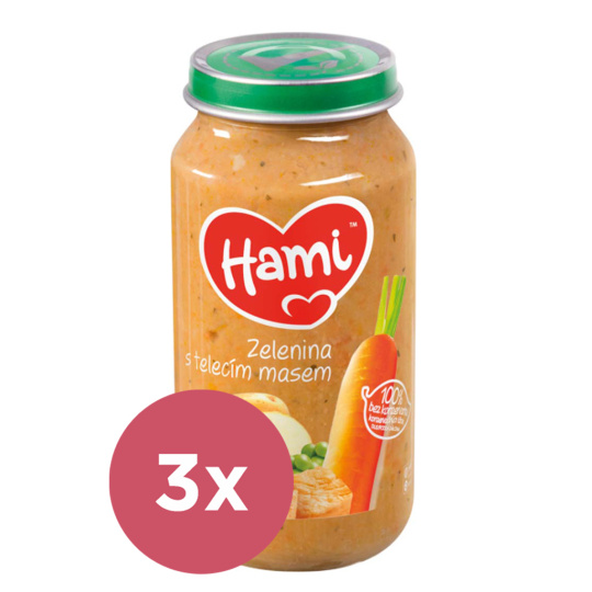 3x HAMI Roláda - zelenina a telecí maso (250 g) - maso-zeleninový příkrm