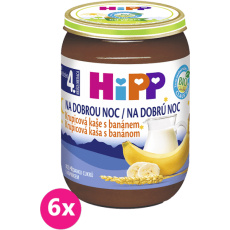 6x HiPP BIO Kaše mléčná Na dobrou noc krupicová s banánem 190 g