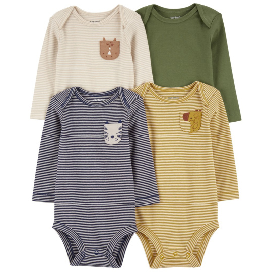 CARTER'S Body dlouhý rukáv Navy/Olive Animal kluk 4ks NB/vel. 56