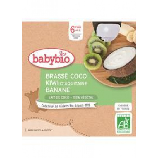 BABYBIO Svačinka s kokosovým mlékem - kiwi a banán 4x 85 g