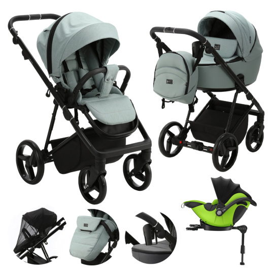 ADAMEX Kočárek kombinovaný Blanc Standard Green + KIDDY Evoluna i-size 2 + základna