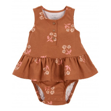 CARTER'S Body bez rukávů s volánem Brown Flowers holka 3m