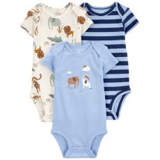 CARTER'S Body krátký rukáv Blue Animals kluk 3ks 18m/vel. 86