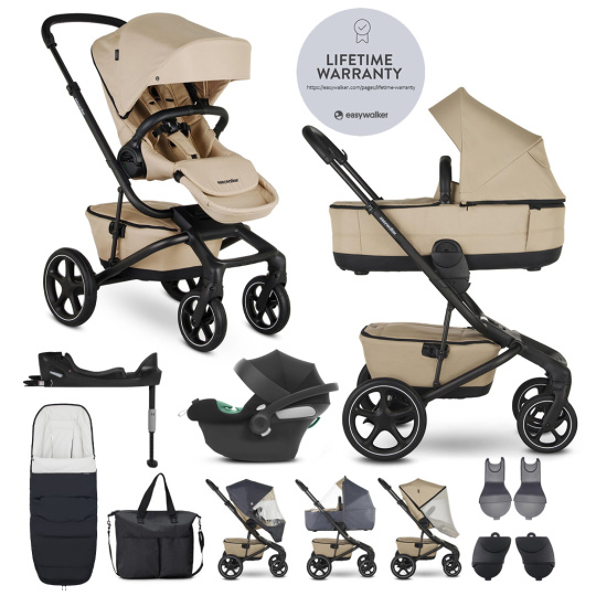 EASYWALKER Kočárek kombinovaný Jimmey Sand Taupe XXL RWS + CYBEX Aton B2 i-Size + základna