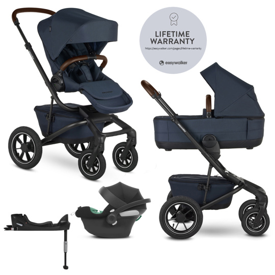 EASYWALKER Kočárek kombinovaný Jimmey 2v1 Indigo Blue LITE AIR + CYBEX Aton B2 i-Size + základna