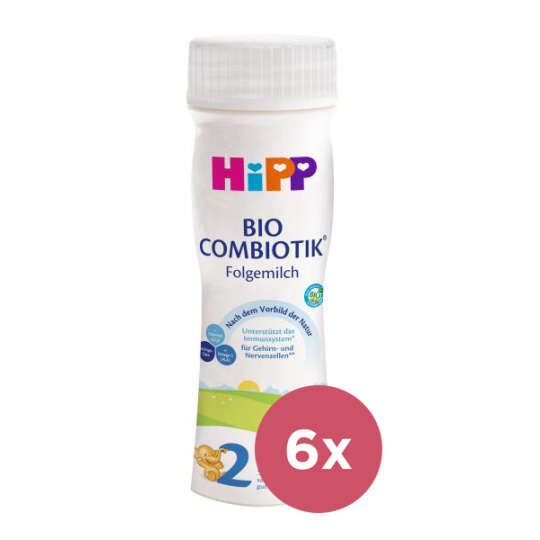 6x HiPP 2 BIO Combiotik Pokračovací tekutá mléčná kojenecká výživa od uk. 6. měsíce, 200 ml