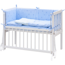 Scarlett Dětská postýlka Baby Scarlett bílá s kompletní výbavou - Méďa modrá - 90 x 41 cm