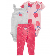 CARTER'S Set 3dílný legíny, body kr. rukáv, body na ramínka Pink Raspberry holka 9m