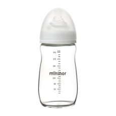 MININOR Skleněná kojenecká lahev 240ml 3m