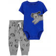 CARTER'S Set 2dílný body kr. rukáv, tepláky Blue Dog kluk NB