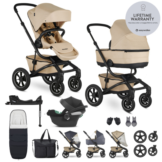 EASYWALKER Kočárek kombinovaný Jimmey Sand Taupe XXL AIR + RWS + CYBEX Aton B2 i-Size + základna