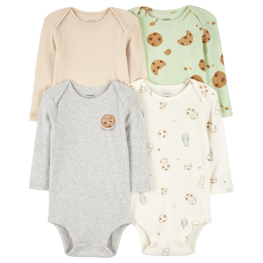 CARTER'S Body dlouhý rukáv Milk&Cookies neutral 4ks 6m/vel. 68