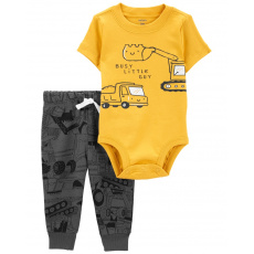 CARTER'S Set 2dílný body kr. rukáv, tepláky Yellow Transport kluk NB