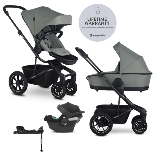 EASYWALKER Kočárek kombinovaný Harvey⁵ 2v1 Agave Green LITE AIR + CYBEX Aton B2 i-Size + základna